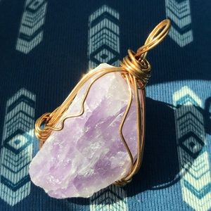 Amethyst quartz wire wrapped pendant